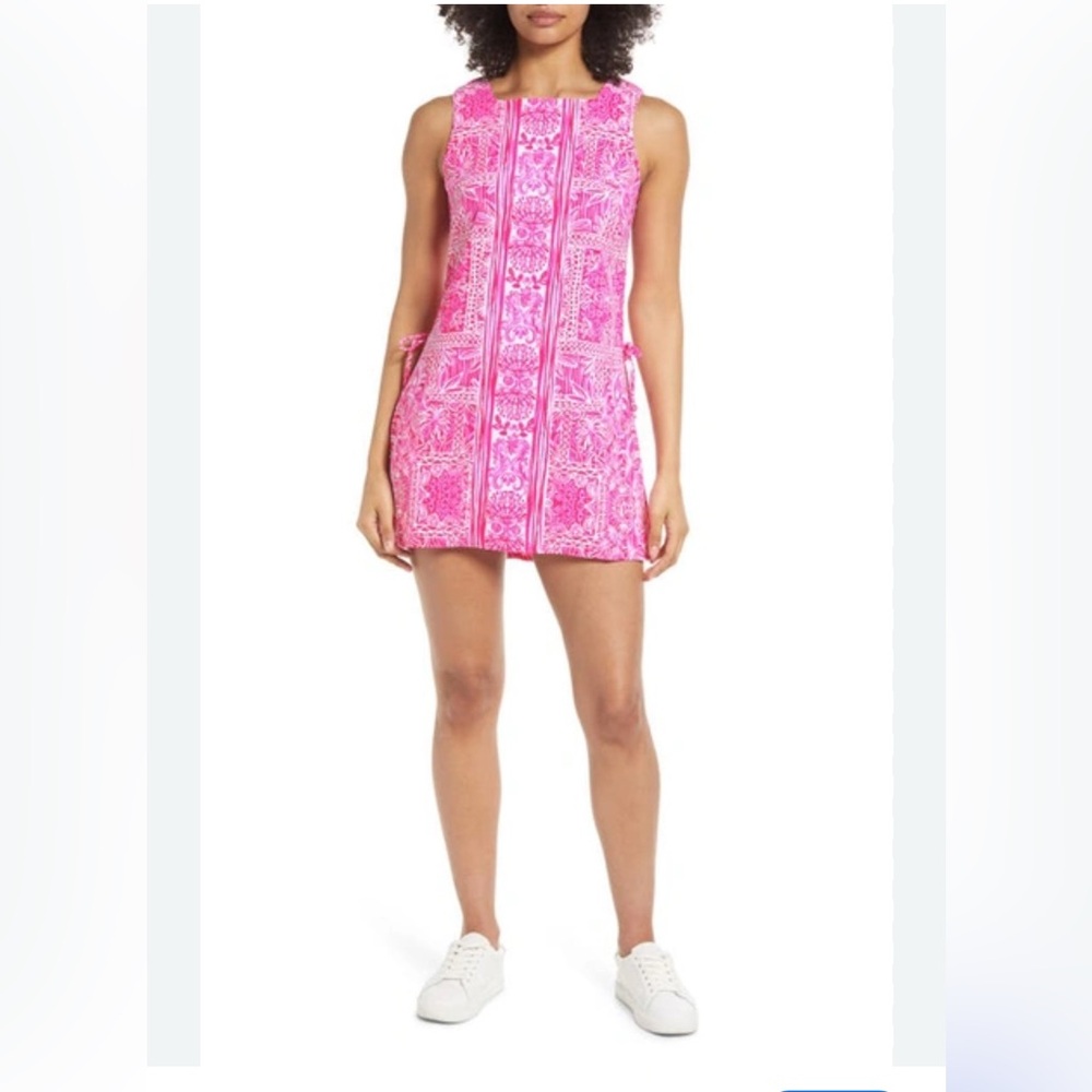 Lilly Pulitzer Donna Square Neck Romper Pinata Pink New Blooms on the Block